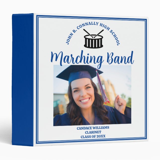 Blue Custom High School Band Photo Album 3 Ring Binder (Front/Spine)