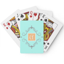 BLUE CUSTOM INITIAL Bicycle Playing Cards