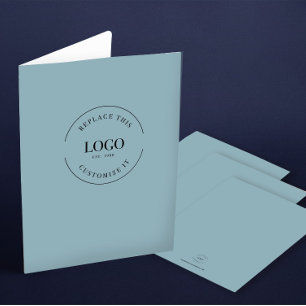 Blue Custom large Business Logo website Pocket Folder