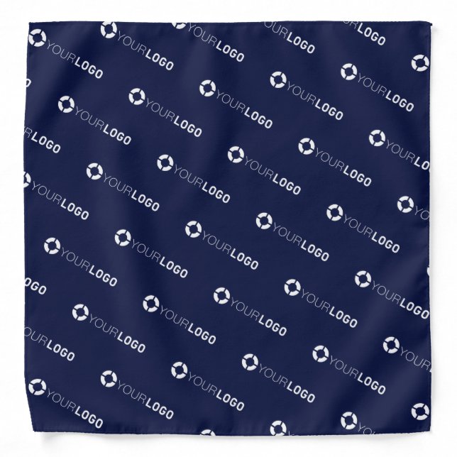Blue Custom Logo business branded promotional Bandana (Front)