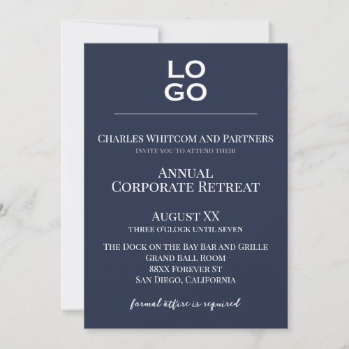 Blue Custom Logo Business or Corporate Event  Invitation