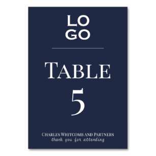 Blue Custom Logo Business or Corporate Event Table Number