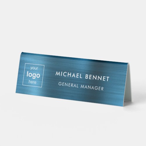 Blue Custom Logo Professional Business  Table Tent Sign