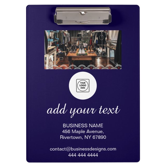 Blue Custom Logo Promo Photo X clipboard (Front)