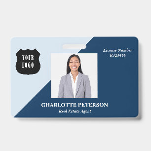 Blue Custom Logo Real Estate Realtor Name Badge