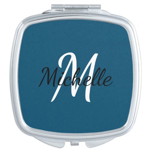 Blue Custom Monogram Compact Mirror