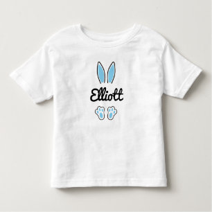 Blue Custom Name Easter Bunny Ears Feet Toddler T-shirt