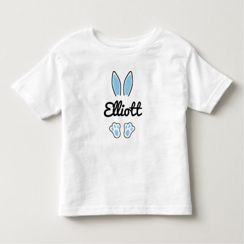 Blue Custom Name Easter Bunny Ears Feet Toddler T_shirt