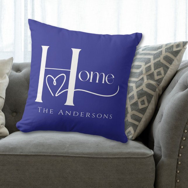 Blue Custom Name Home  Throw Pillow (Creator Uploaded)