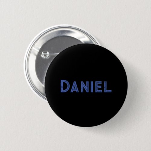 Blue custom name on black button