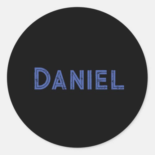 Blue custom name on black classic round sticker