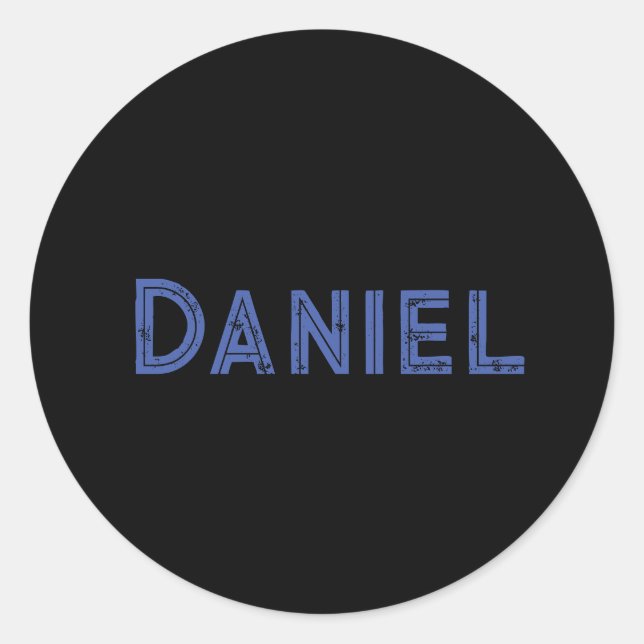 Blue custom name on black classic round sticker (Front)