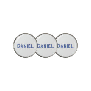 Blue custom name on white golf ball marker
