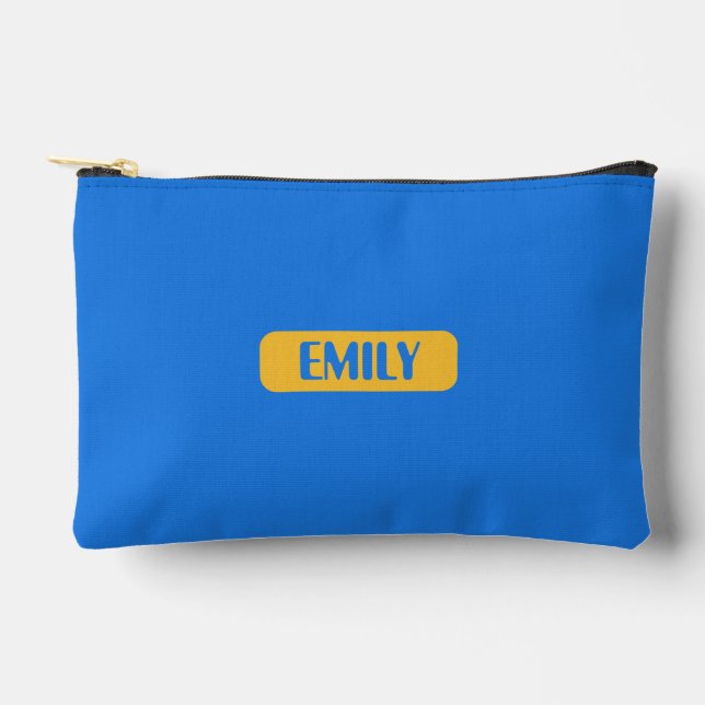 Blue Custom Name Pencil Pouch  (Front)