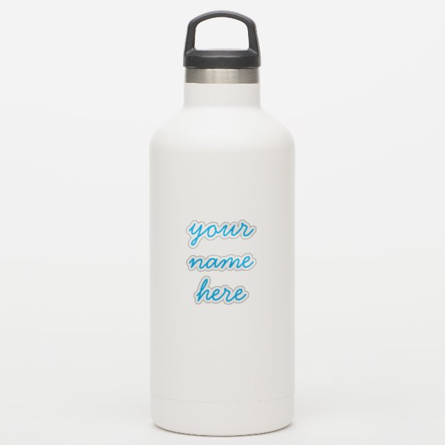 Blue Custom Name Simple Minimal Script Stickers (Waterbottle)