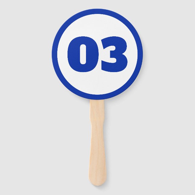 blue custom number hand fan (Front)