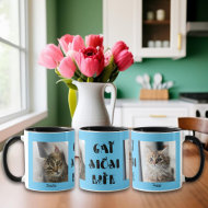 Blue Custom Photo Cat Mom Life Mother's Day Mug