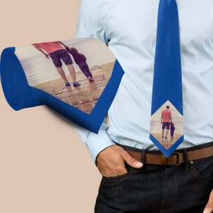 Blue Custom Photo Father Neck Tie