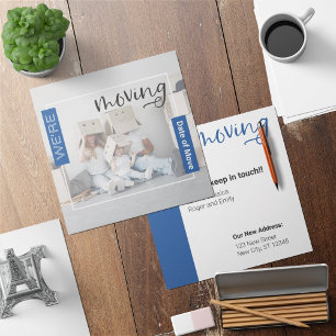 Blue Custom Photo Moving Announcement Card