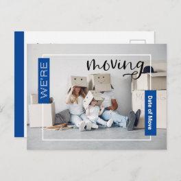 Blue Custom Photo Moving Announcement Card