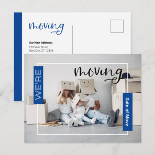 Blue Custom Photo Moving Announcement Card
