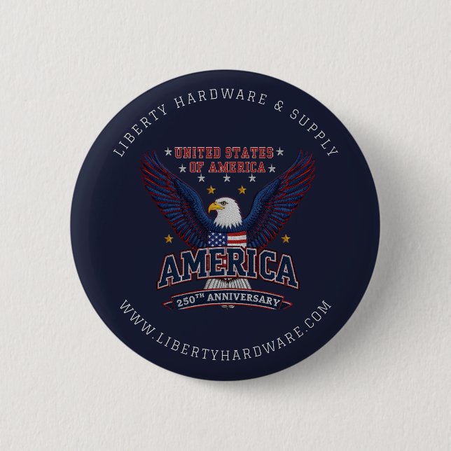 Blue Custom Promo America 250th Anniversary Eagle Button (Front)