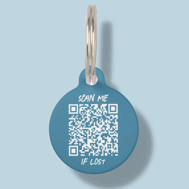 Scan Tag Blue Custom QR Code | Scan Pet ID Tag | Zazzle