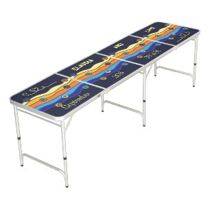 Blue Custom Retro Wedding Beer Pong Table