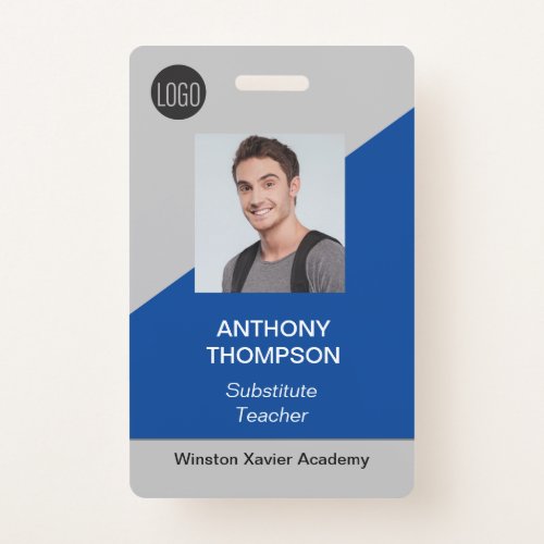 Blue Custom School Staff Name Photo title  Badge