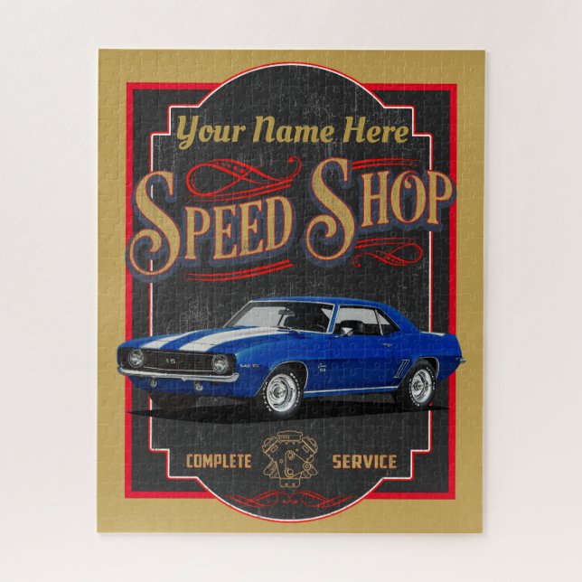 Blue Custom Speed Shop Jigsaw Puzzle (Vertical)