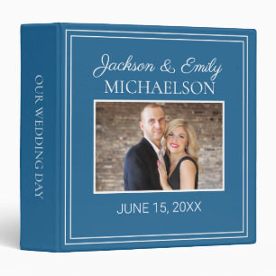 Blue Custom Wedding Photo Memory Scrapbook 3 Ring Binder
