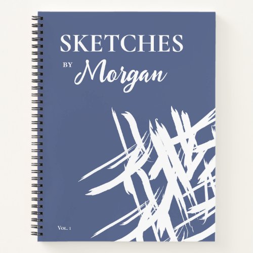 Blue Custom White strokes Sketches by artist Notebook