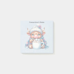 Blue Custom Winter Highland Cow/Bovine  Post-it Notes
