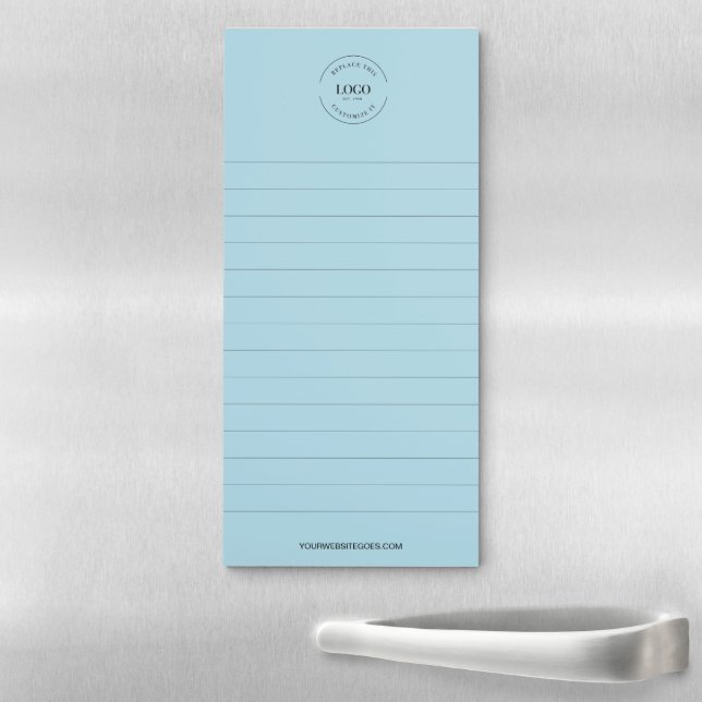 Blue Custom Your Logo and website lined Business  Magnetic Notepad (In Situ)