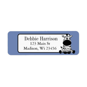 Blue Custom Zebra Stripes Return Address Labels