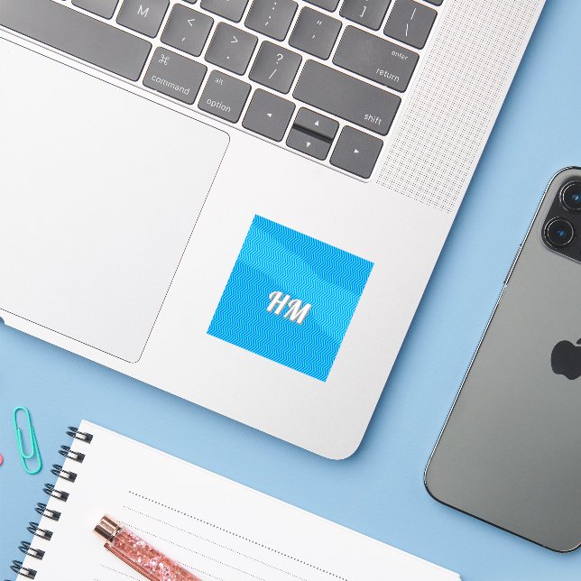 Blue customize initial simple sticker (Laptop w/ iPhone)