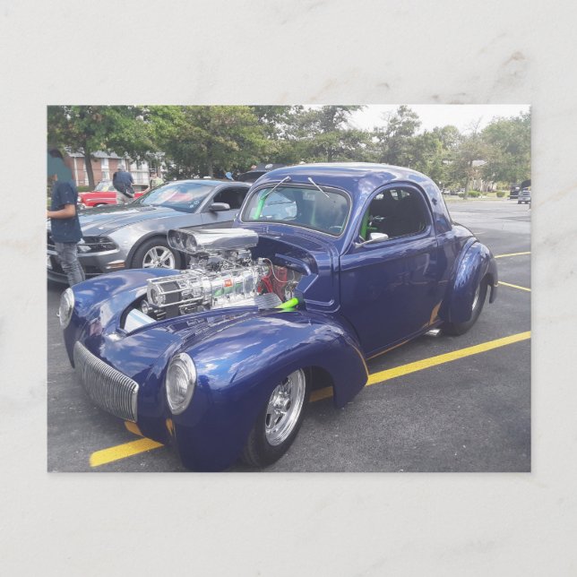 Blue Customized Car Postcard (Front)