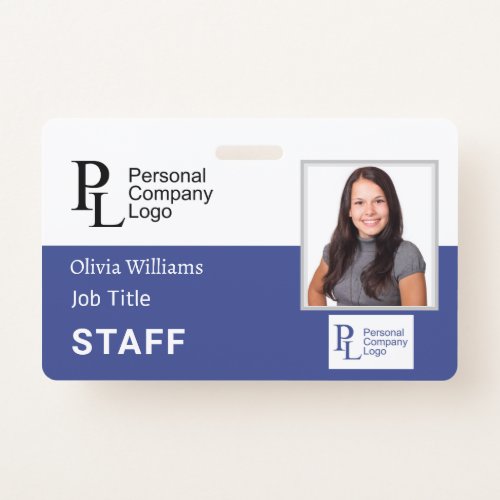 BLUE Customized Company Staff Photo Employee ID Badge