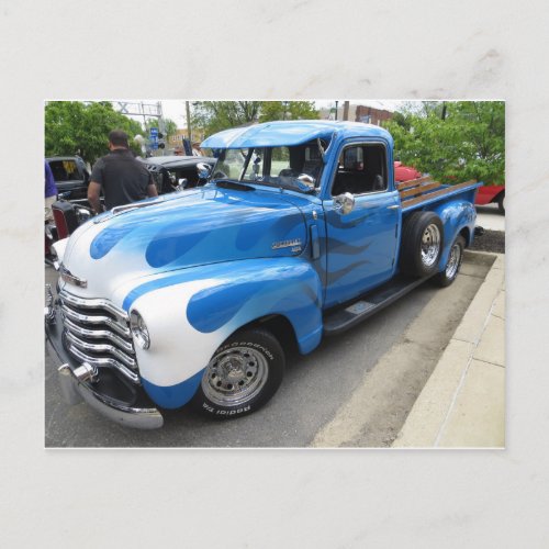 Blue Customized Truck Postcard