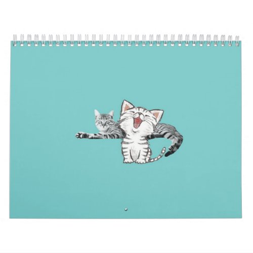 blue cute and cool cats Page Small Calendar White Calendar