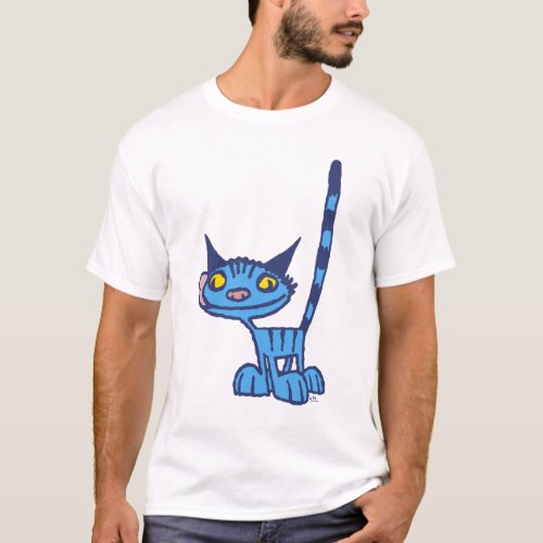 Blue Cute and Cool Kitty cartoon Women T_shirt