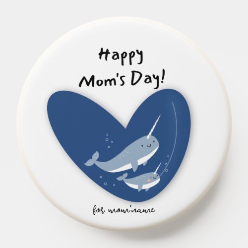 Blue cute angular shark mom and son custom names PopSocket