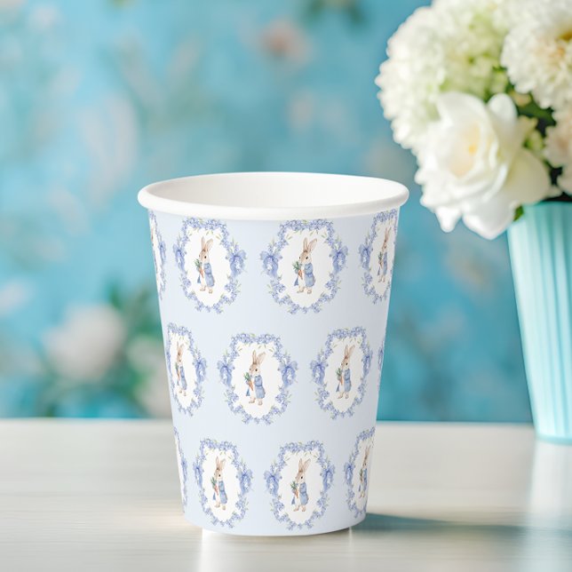 Blue Cute Bunny Boy Baby Shower Paper Cups (Creator Uploaded)