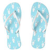 Blue Cute Bunny Rabbit Easter Holidays Pattern Flip Flops