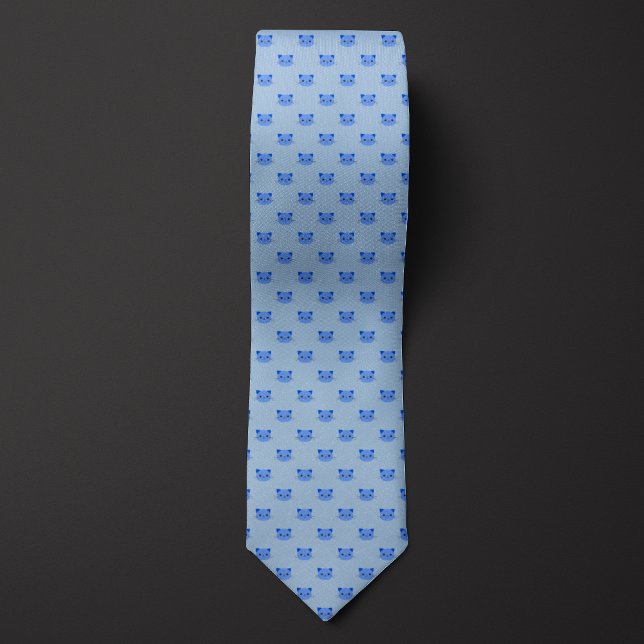 Blue Cute Cat Neck Tie (Creator Uploaded)