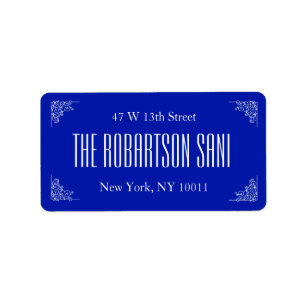 Blue Cute Couple Monogram Heart Return Address Label