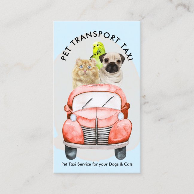 Blue Cute Dog Cat Bird Pet Transporting Business Card