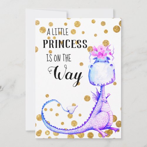 *~* Blue Cute Dragon Baby Girl Shower Invitation