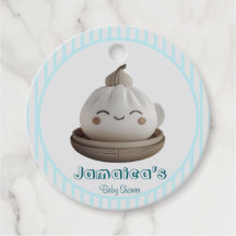 Blue Cute Dumpling Baby Shower Favor Tags