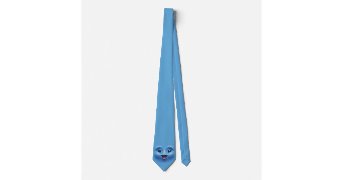 Blue cute face emoji neck tie | Zazzle